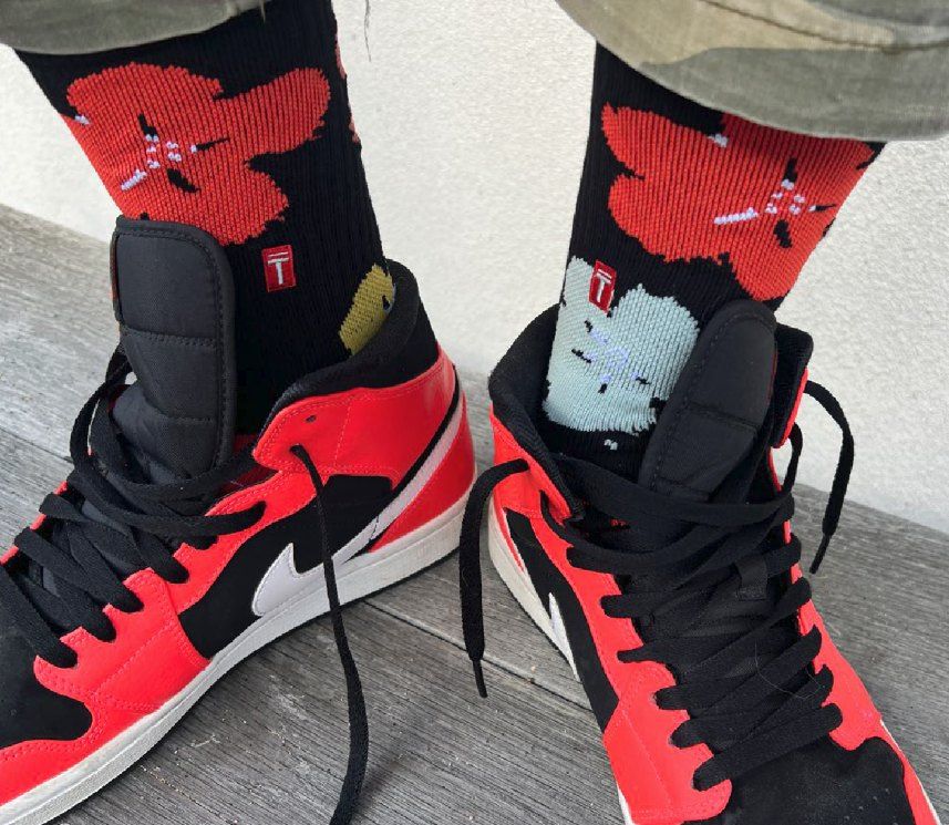 Ibiza crew socks styled on foot