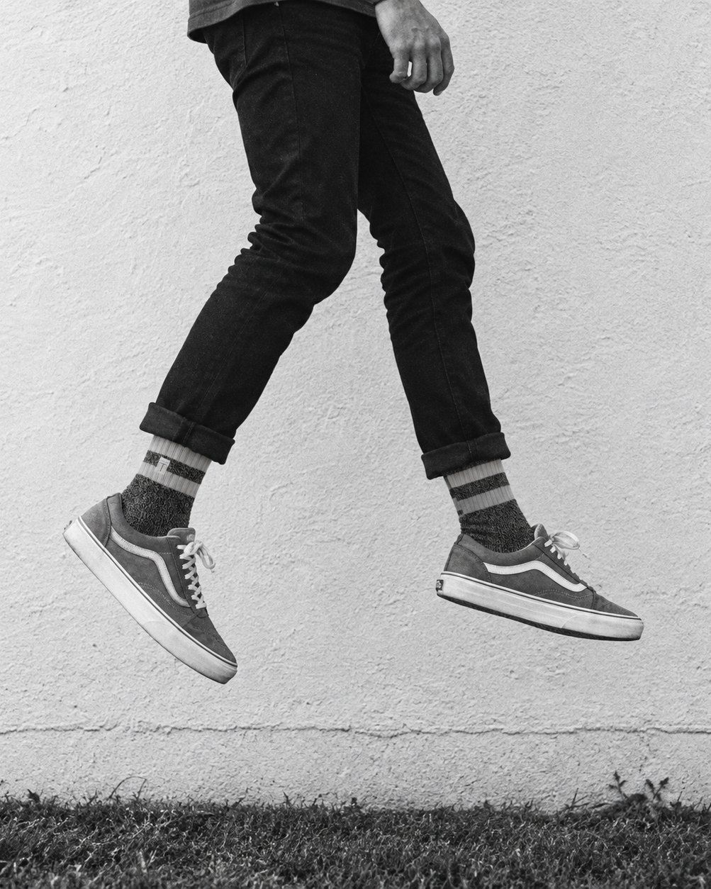 Sporting crew socks styled on foot